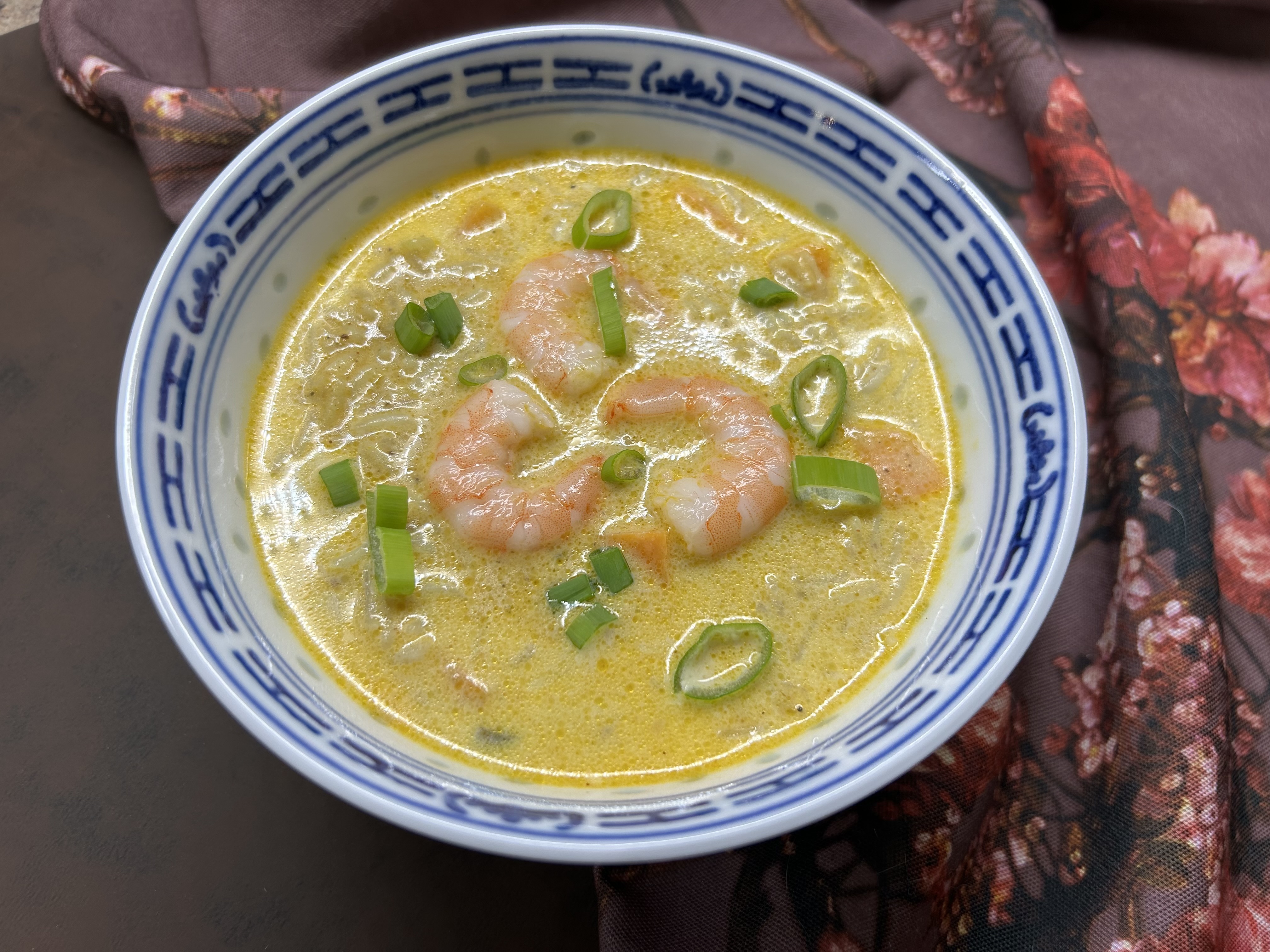 Reissuppe mit Garnelen