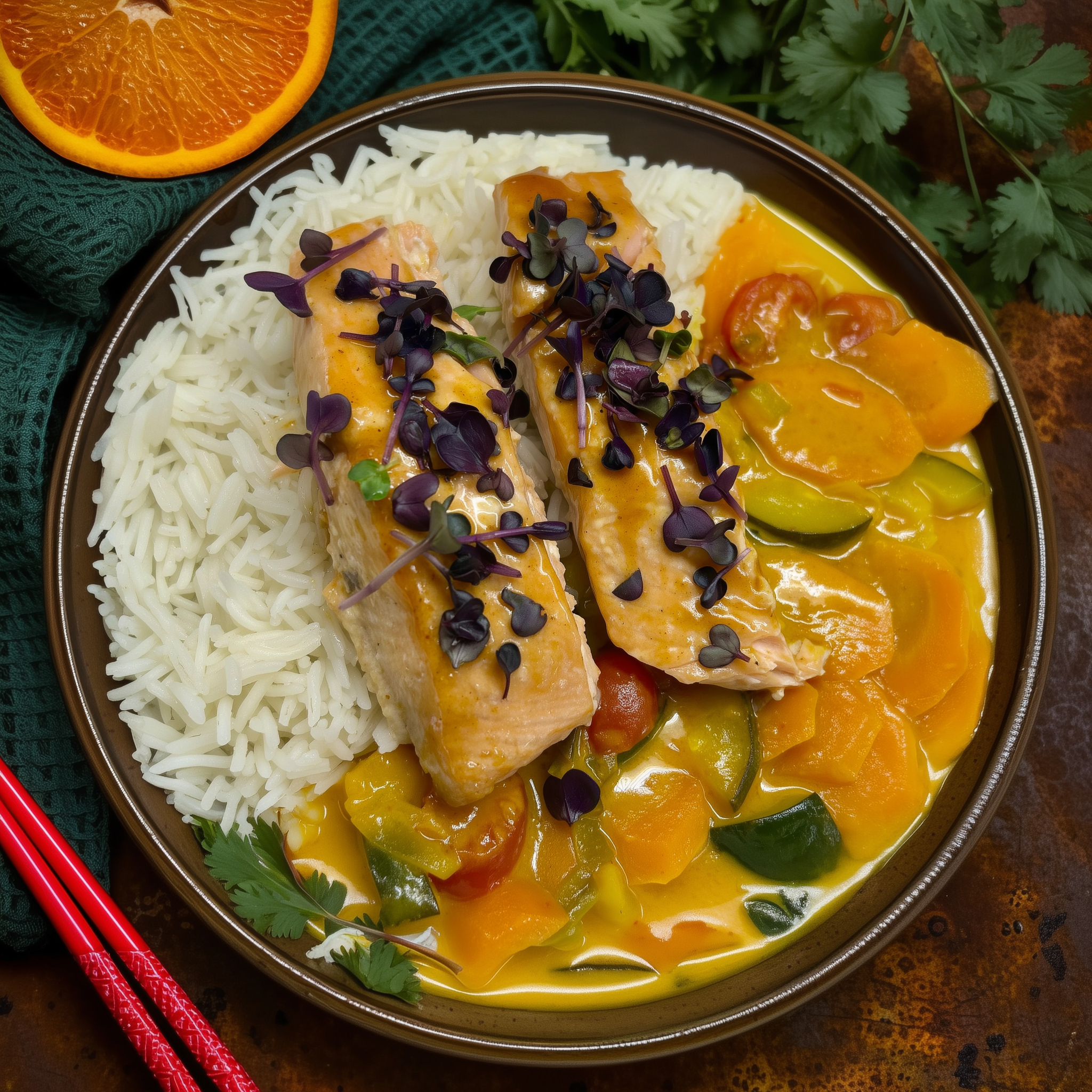 Ofenlachs mit Orangencurry
